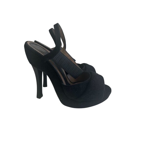 MARNI Black Suede Platform Slingback Heels Size 37 / 7 - Picture 6 of 12